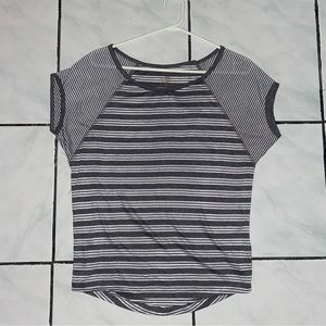 Marika: Dark Gray and White Stripes Yoga Top